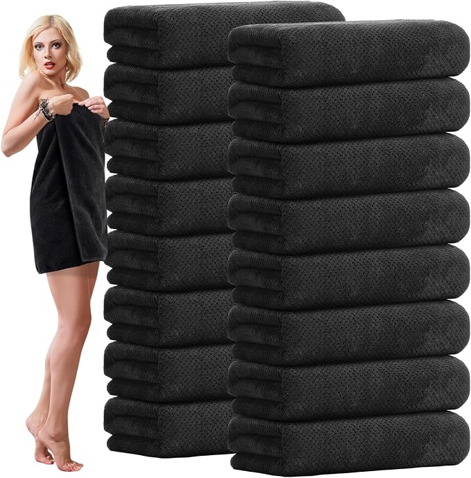 SmoothNovelty 16 Pack Microfiber Bath Towels Bulk 27'' x 60'' Oversized Size by SmoothNovelty
