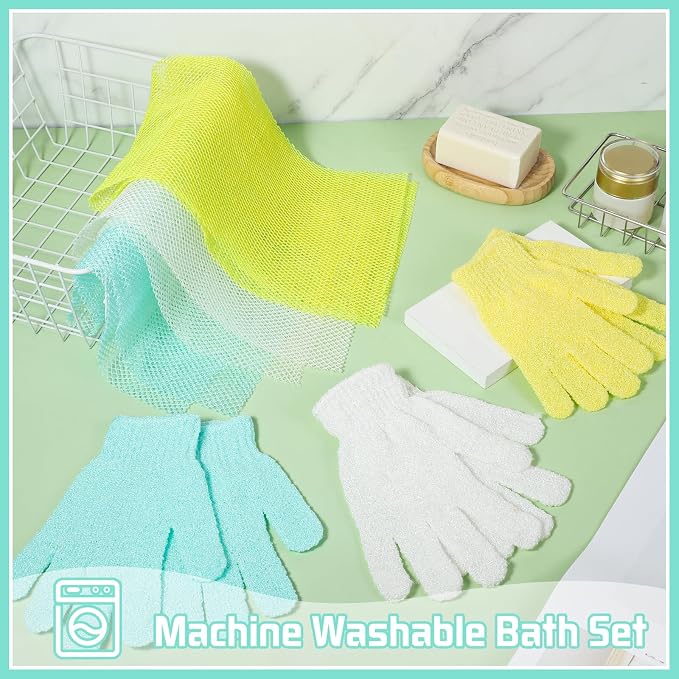 6 Pack African Net Sponge Exfoliating Glove Set, 3 Bath Sponge Body Scrubber - Image 4