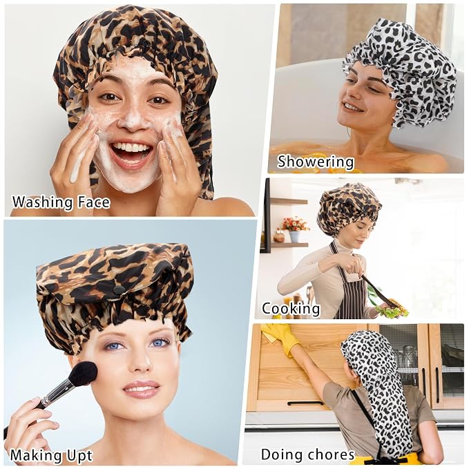 2 Pcs Large Shower Cap for Braids, Extra Long Shower Cap for Women Long Hair & - Image 6