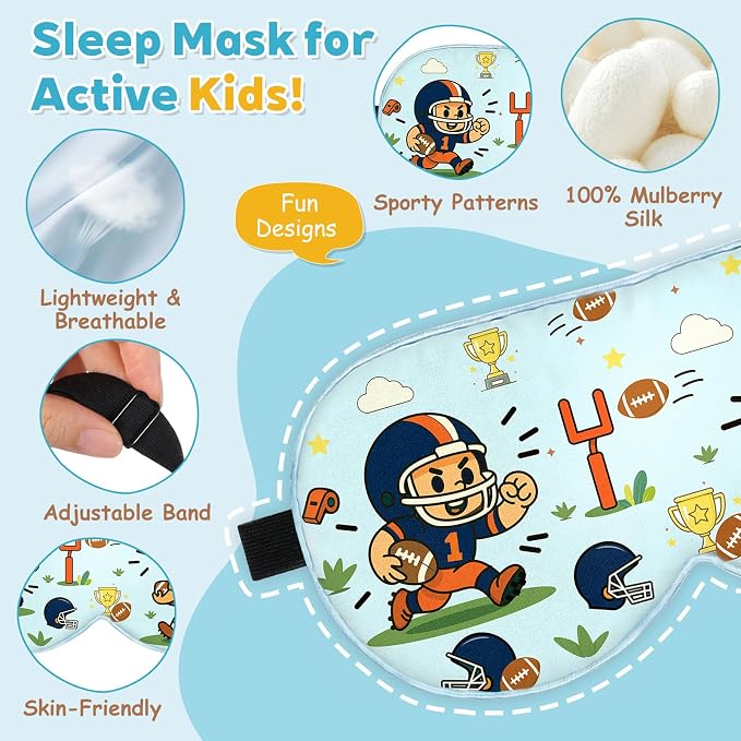 Kids Silk Sleep Mask – 100% Mulberry Silk Eye Cover, Kid Eye Mask - Image 2