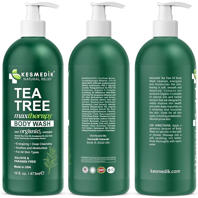 KESMEDIK Tea Tree Body Wash MaxTherapy, Itchy Skin Relief Soap, Soothes Jock - Image 7