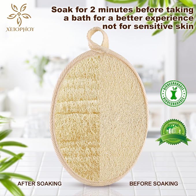 2PCS Natural Exfoliating Loofah Body Scrubber, Premium Loofah Exfoliating Body - Image 3