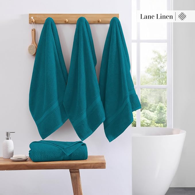 LANE LINEN 100% Cotton Oversized Bath Towels Set of 4 - Image 3