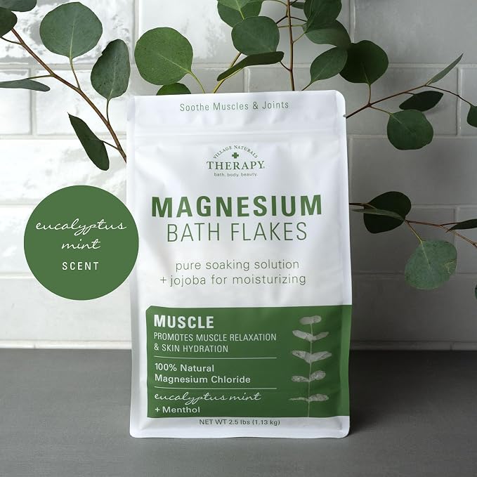 Village Naturals Therapy Muscle Magnesium Bath Flakes, Eucalyptus, Mint & - Image 7