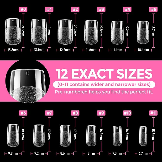 UNA GELLA Short Square Gel Nail Tips 216pcs Short Square Press on Nails - Image 8