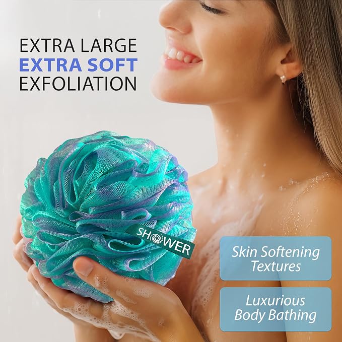 SHOWER BOUQUET Loofah-Bath-Sponge XL Swirl-Mix-Color 4-Pack // Extra-Large 75g - Image 2