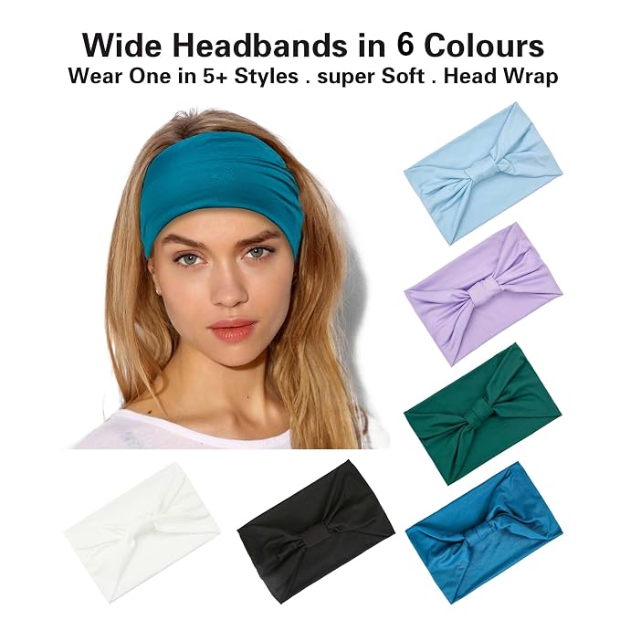 GiLi 6 Pack Wide Headbands for Women Non Slip Soft Elastic Hair Bands Yoga - Image 3