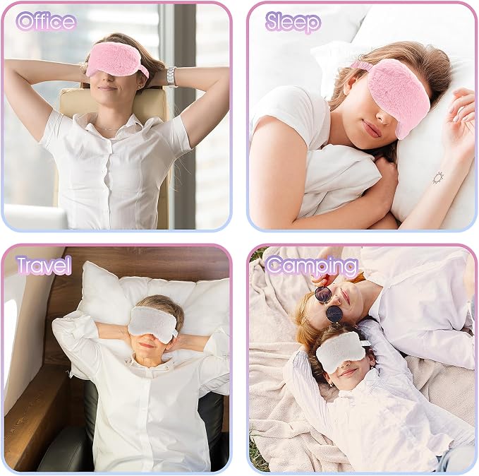 2 Pcs Plush Fluffy Eye Mask Soft Sleeping Blindfold Eye Cover Comfortable Furry - Image 6