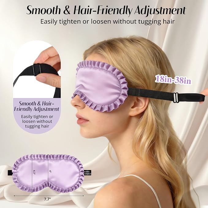 Silk Sleep Mask for Women: 100% Mulberry Silk Eye Mask, Soft Wavy Edge Eye - Image 5