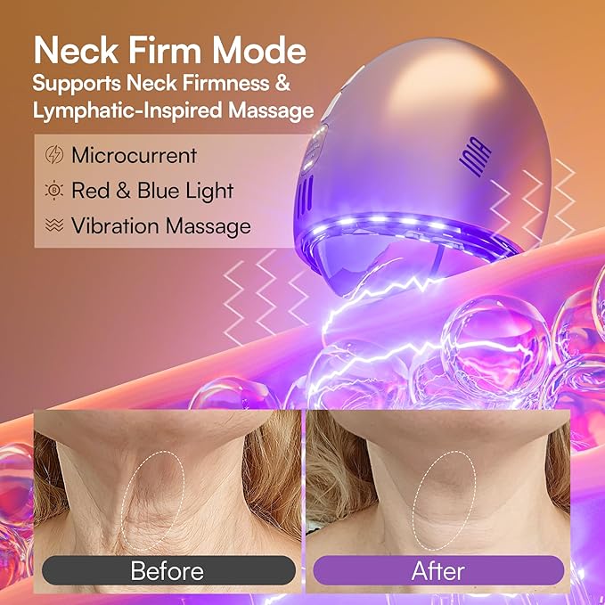 INIA 7-in-1 Red Light Therapy for Face and Neck Gua Sha Facial Massager Tool - Image 5