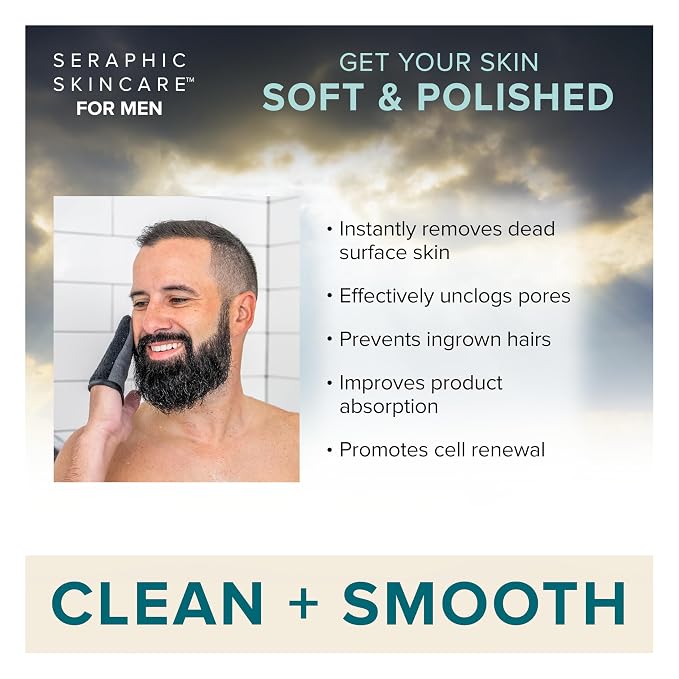 Seraphic Skincare Men Ultimate Exfoliating Facial Mitt – 100% Vegan Dual-Sided - Image 5