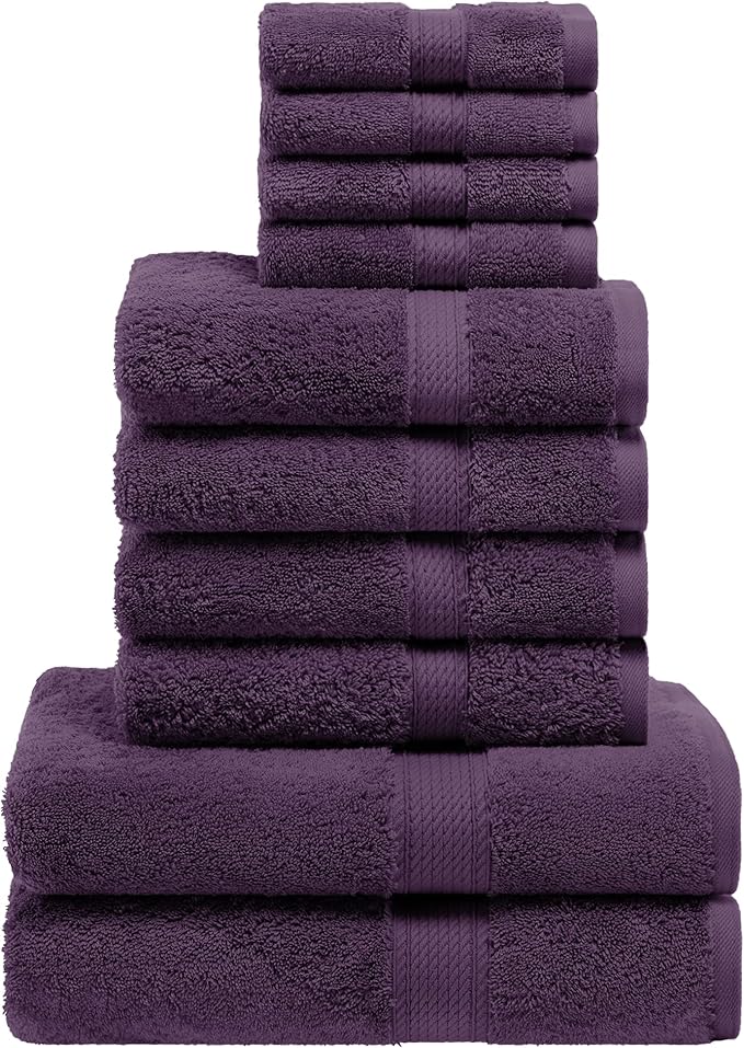 SUPERIOR Egyptian Cotton Pile 10 Piece Towel Set, Includes 2 Bath, 4 Hand by SUPERIOR
