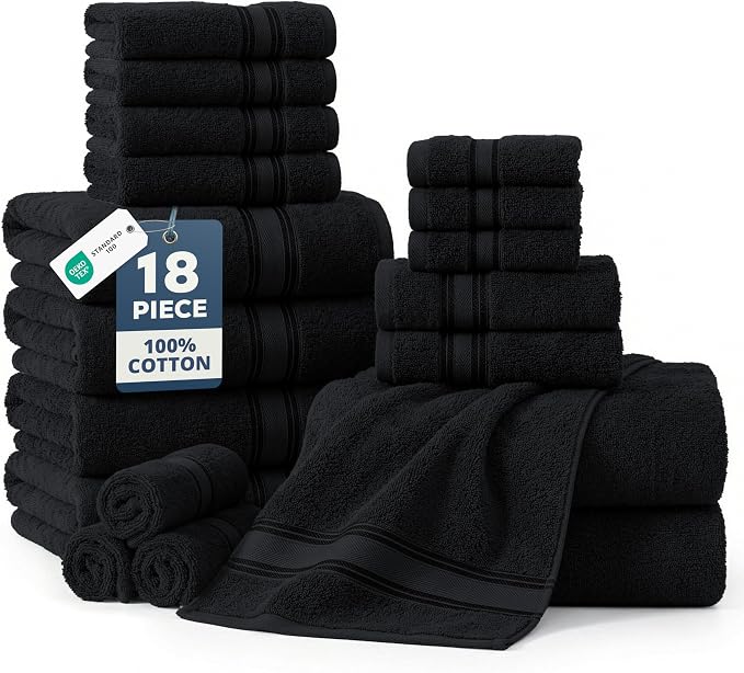 LANE LINEN Bath Towel Set of 18 – Premium 100% Cotton, 6 Bath, 6 Hand & 6 by LaneLinen