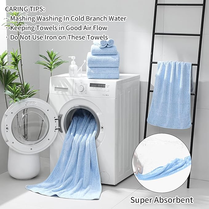 Ultra Soft Bath Towel Set, 12 Piece Family Bathroom Towels Set - Image 6
