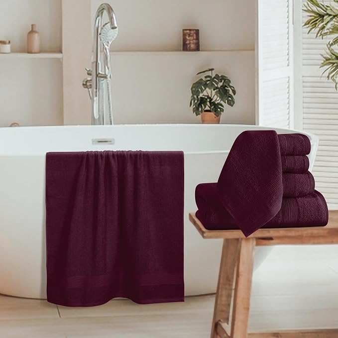 Belizzi Home 8 Piece Towel Set 100% Ring Spun Cotton, 2 Bath Towels 27x54 - Image 3