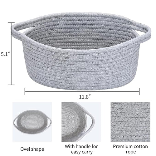 ABenkle Small Basket, Rope Room Shelf Storage Basket, Cat Dog Toys Basket Chest - Image 2