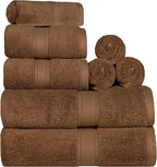 SUPERIOR Egyptian Cotton Pile 8 Piece Towel Set, Includes 2 Bath, 2 Hand by SUPERIOR