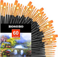 BOSOBO Paint Brushes Set, 6 Pack 60 Pcs Round Pointed Tip Paintbrushes Nylon by ArtistPaintBrushesSet