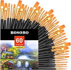 BOSOBO Paint Brushes Set, 6 Pack 60 Pcs Round Pointed Tip Paintbrushes Nylon by ArtistPaintBrushesSet
