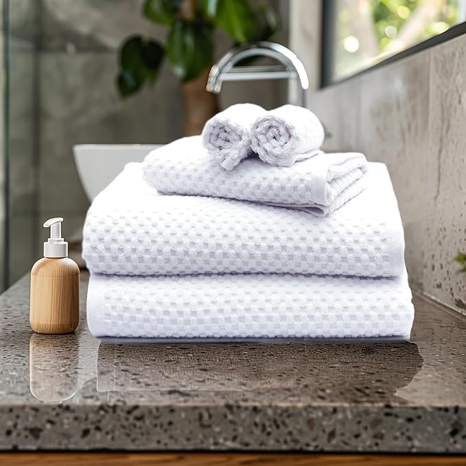 COTTON CRAFT Waffle 6 Piece Towel Set - Image 2