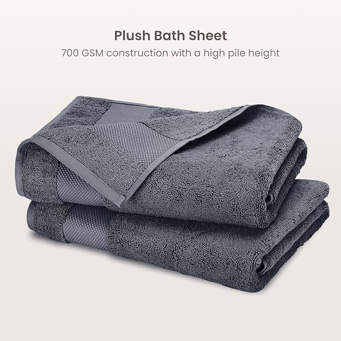 BIOWEAVES 100% Organic Cotton Bath Sheet Set of 2 | Soft Oversized Bath Towels - Image 2