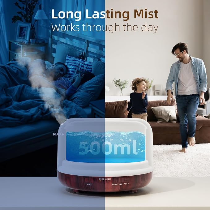 ASAKUKI Essential Oil Diffuser for Home, 500ML Aromatherapy Diffuser Humidifier - Image 2