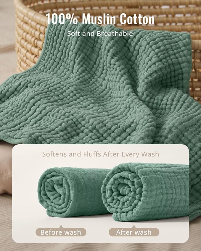 Blissful Diary Muslin Baby Hooded Towel 2 Pack, Soft & Absorbent Bath Towel - Image 2