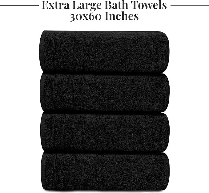 Tens Towels Pack of 4 Extra Large Bath Towels 30 x 60 Inches, 100% Cotton - Image 7