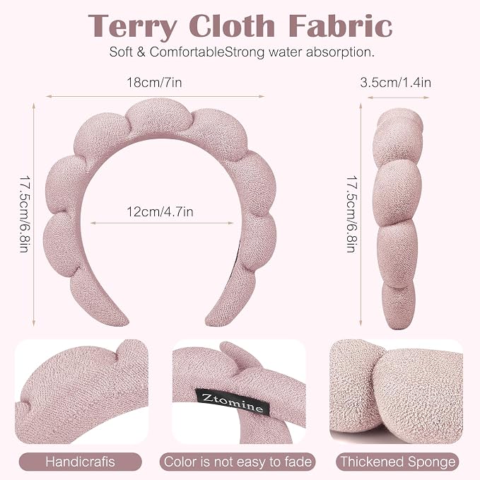Ztomine Spa Headbands for Washing Face or Facial, Terry Cloth Headband Wash - Image 3