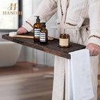 Hanobe Bathtub Tray Bath Caddy: 31" Wooden Tub Shelf - Image 3