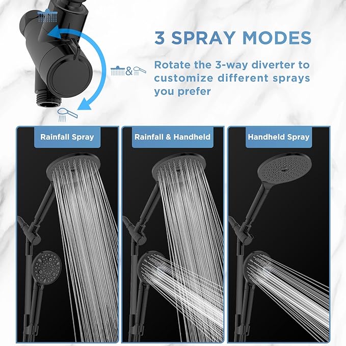 MakeFit Dual Filtered Rain Shower Head Combo, High Pressure Handheld Shower Head - Image 6