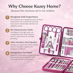 Manicure Pedicure Set, 19-Piece Premium Stainless Steel Grooming Kit Crafted - Image 2