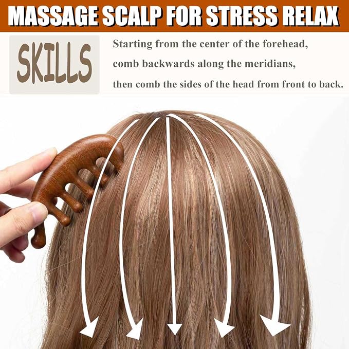 Wooden Scalp Massager for Scalp Gua sha, Massage Comb, Wooden Head Massager - Image 4