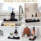 Silicone Bathroom Tray Small Vanity Organizer Rectangle Sink Caddy Sponge - Image 7