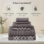 Modern Threads Classic Diamond 6-Piece 100% Cotton Towel Set – Yarn Dyed - Image 3