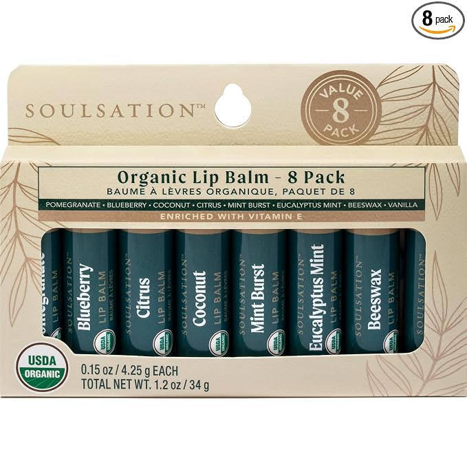 Soulsation Organic Lip Balm Set, 8 Flavors by SOULSATION