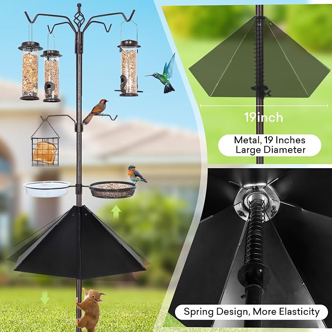 YINGYM 6-Hook Bird Feeding Station Kit, 94 Inch Heavy Duty Bird Feeder Stand - Image 5