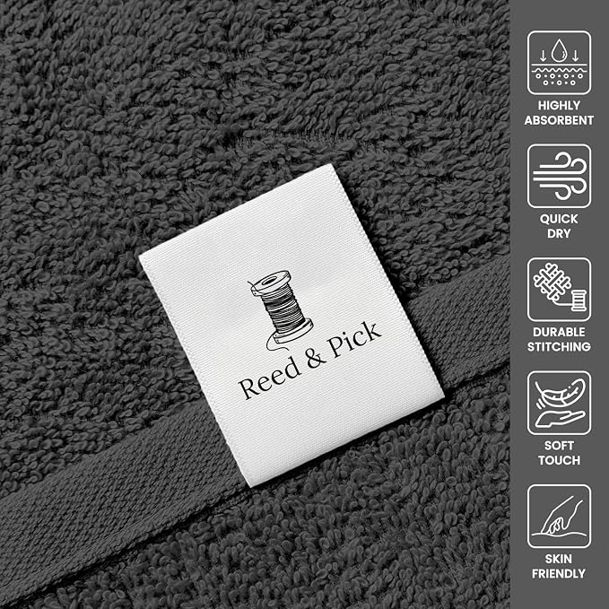 Reed&Pick 24 Pack Dark Grey Hand Towels 100% Cotton Spa Towels – 16x26 inches - Image 4