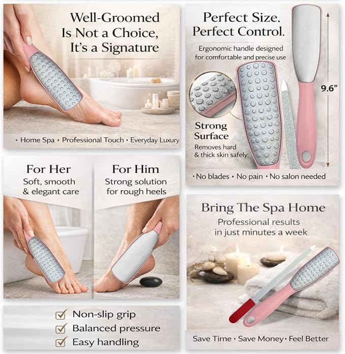 Professional Foot File & Callus Remover Set – 2-in-1 Stainless Steel Pedicure - Image 5