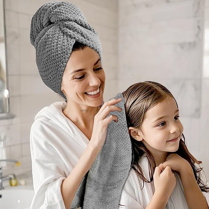 Microfiber Hair Towel Wrap for Women, Quick-Dry Turban, Ultra Absorbent & - Image 7