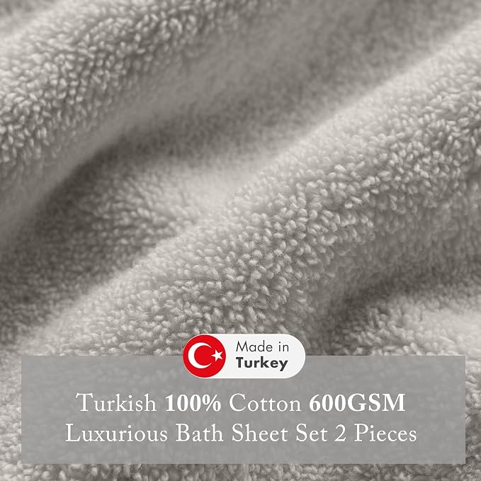 Madison Park Turkish Bath Towel Set 100% Cotton Bath Towel 600GSM Oversized - Image 3