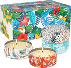 4-Pack Citronella Candle Set in Decorative Tropical Flower Tin Boxes - Image 9