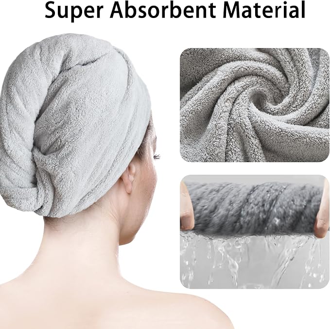 2 Pack Microfiber Hair Towel Wrap - Image 4