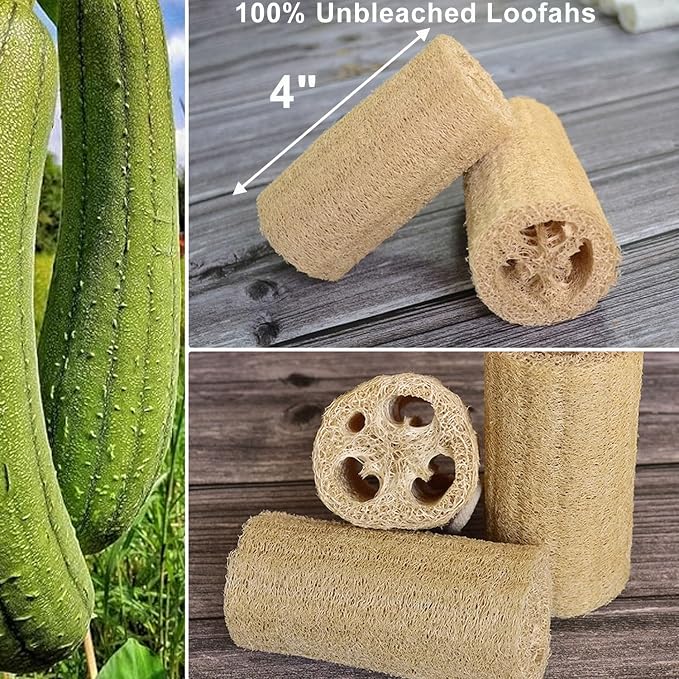 Natural Loofah Sponge, METLUCK 6 Pack Organic Real Loofah Exfoliating Body - Image 2