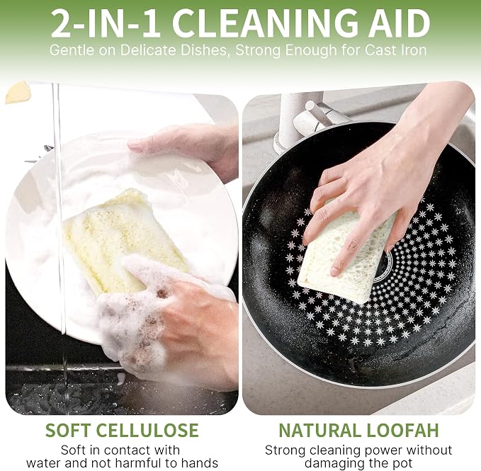 6 Pack Natural Loofah Sponges for Dishes, Loofah Kitchen Sponges - Image 4