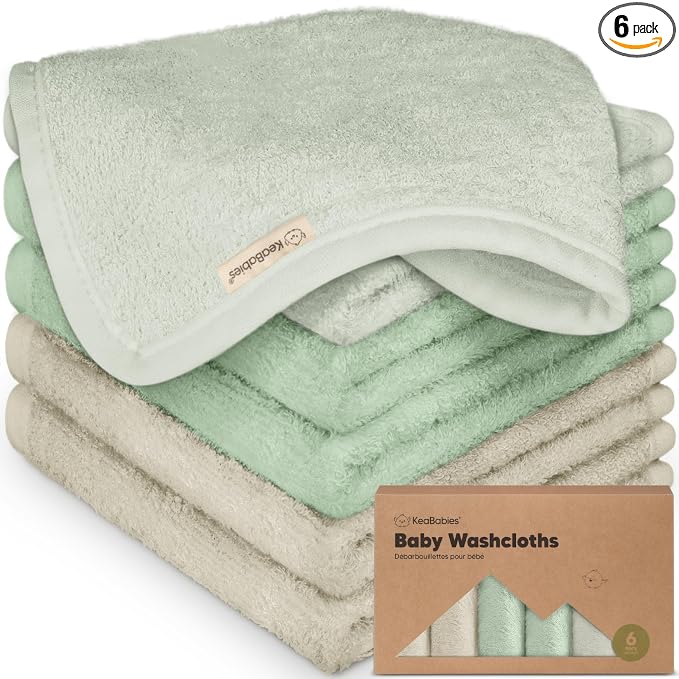 6-Pack Baby Washcloths – Soft Absorbent Viscose from Bamboo Washcloths by KeaBabies