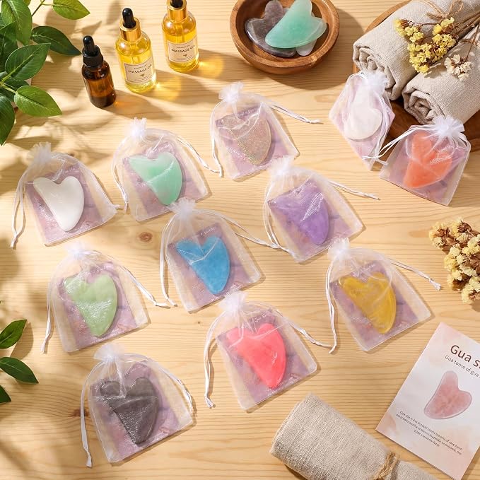 Sherr 24 Sets Gua Sha Facial Tools Bulk Resin Heart Shaped Guasha Boards - Image 6