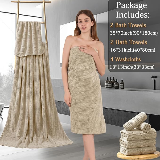 8 Piece Bath Towel Set-2 Oversized Bath Sheets, 2 Hand Towels, 4 - Image 7