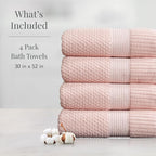 NY Loft 100% Cotton Bath Towel 4 Pack | Super Soft & Absorbent Quick-Dry Bath - Image 2