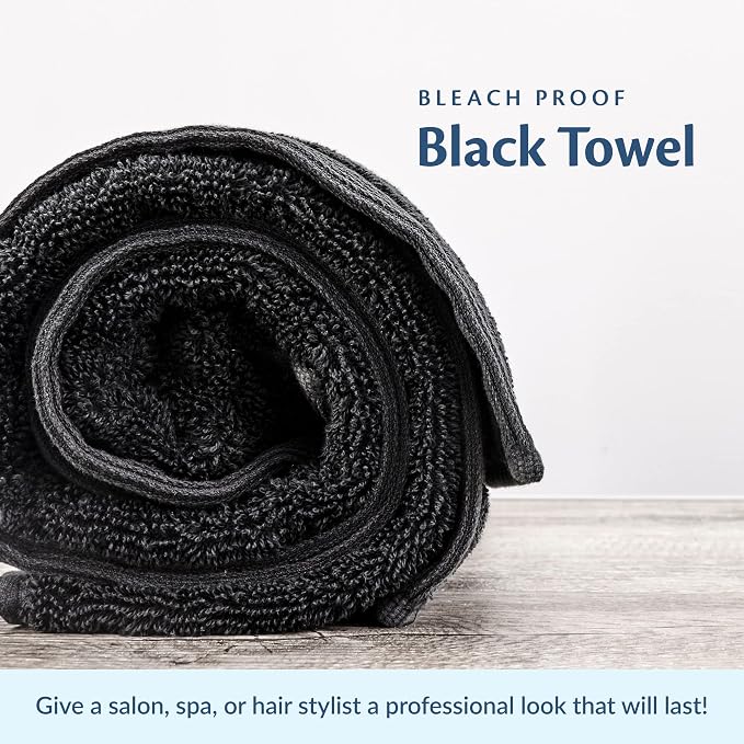Black Bleach Proof Towels Set, 48 Pack 100% Cotton 16" X 27" Color Safe - Image 2
